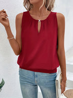 Mouwloze top - chique damesblouse met keyhole-detail