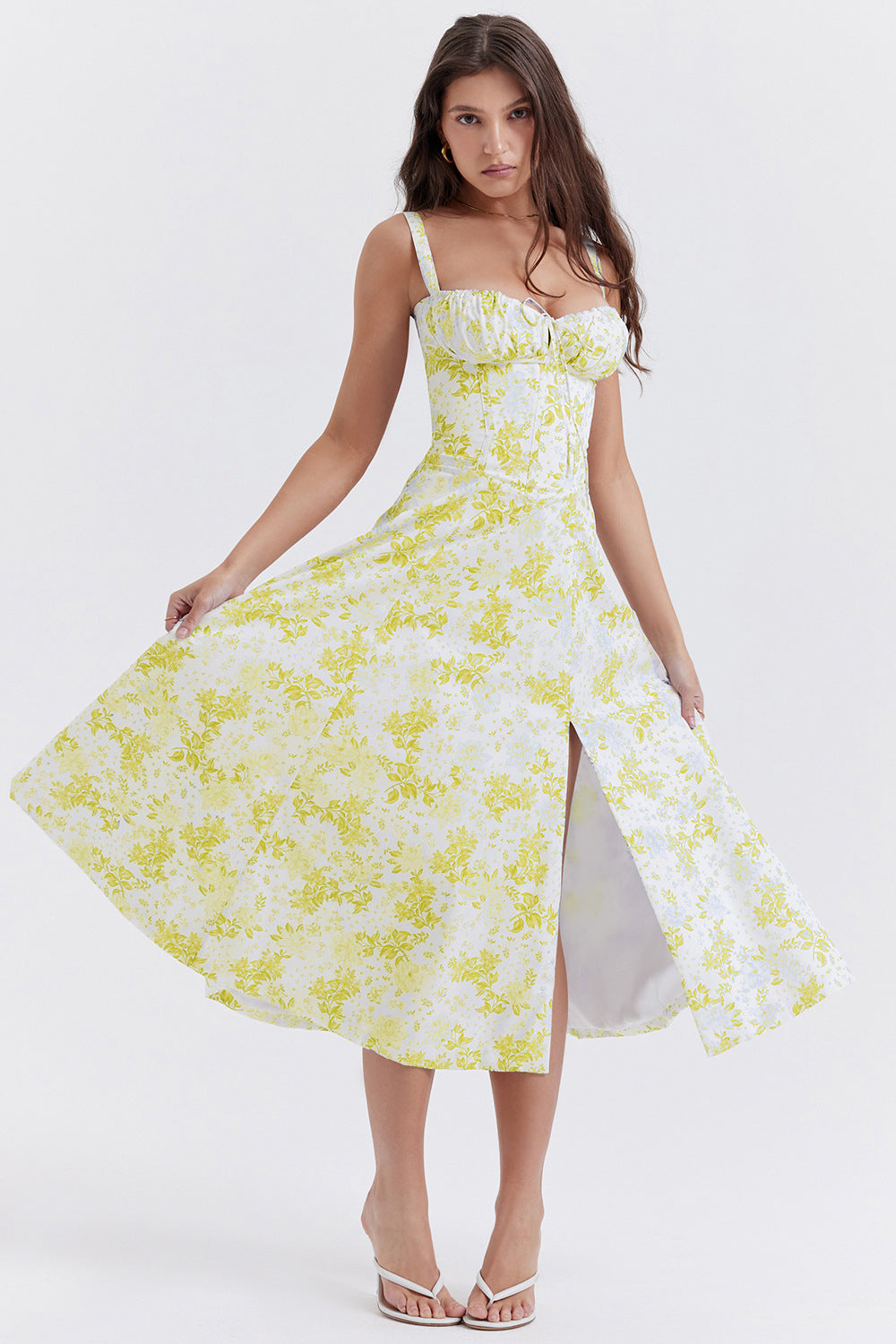 Bloemenprint midi jurk - chique zomerse jurk voor dames