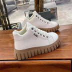 Dames high-top sneakers - trendy witte chunky zool