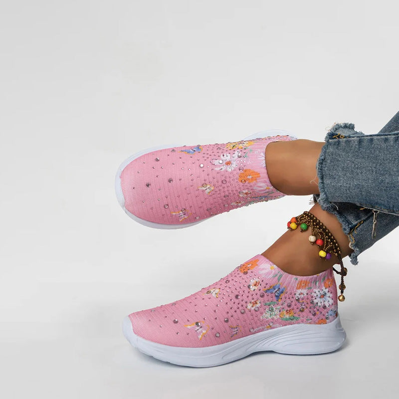 Orthopedische sneakers - dames slip-on schoenen met bloemenpatroon