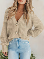 Gebreide cardigan - vrouwelijke chunky knit button-up sweater