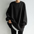 Dames oversized sweater - losse fit lange pullover met ronde hals en geribbelde boorden - Bakkermode.nl