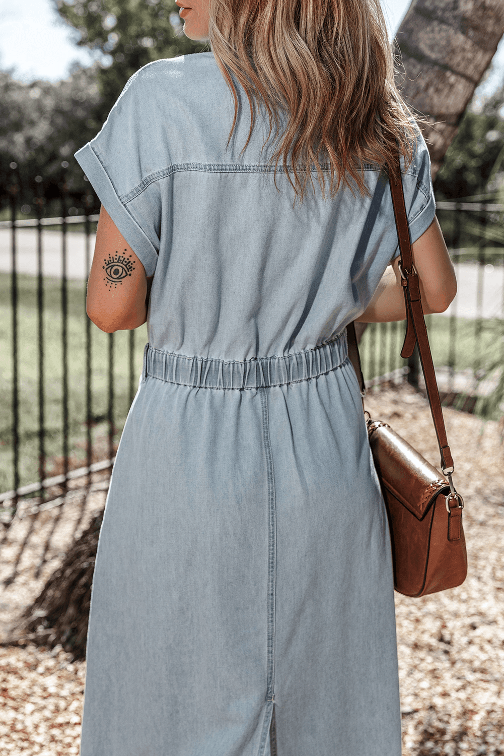 Denim maxidress - mooie blauwe knoop jurk voor dames