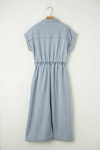 Denim maxidress - mooie blauwe knoop jurk voor dames