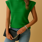 Dames textuur blouse - elegante kantooroutfit - lichte kort mouw top voor casual en semi-formele gelegenheden