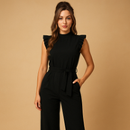 Dames jumpsuit met riem en kapmouwen - veelzijdige chique outfit voor casual of avondkleding