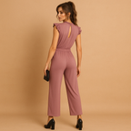 Dames jumpsuit met riem en kapmouwen - veelzijdige chique outfit voor casual of avondkleding