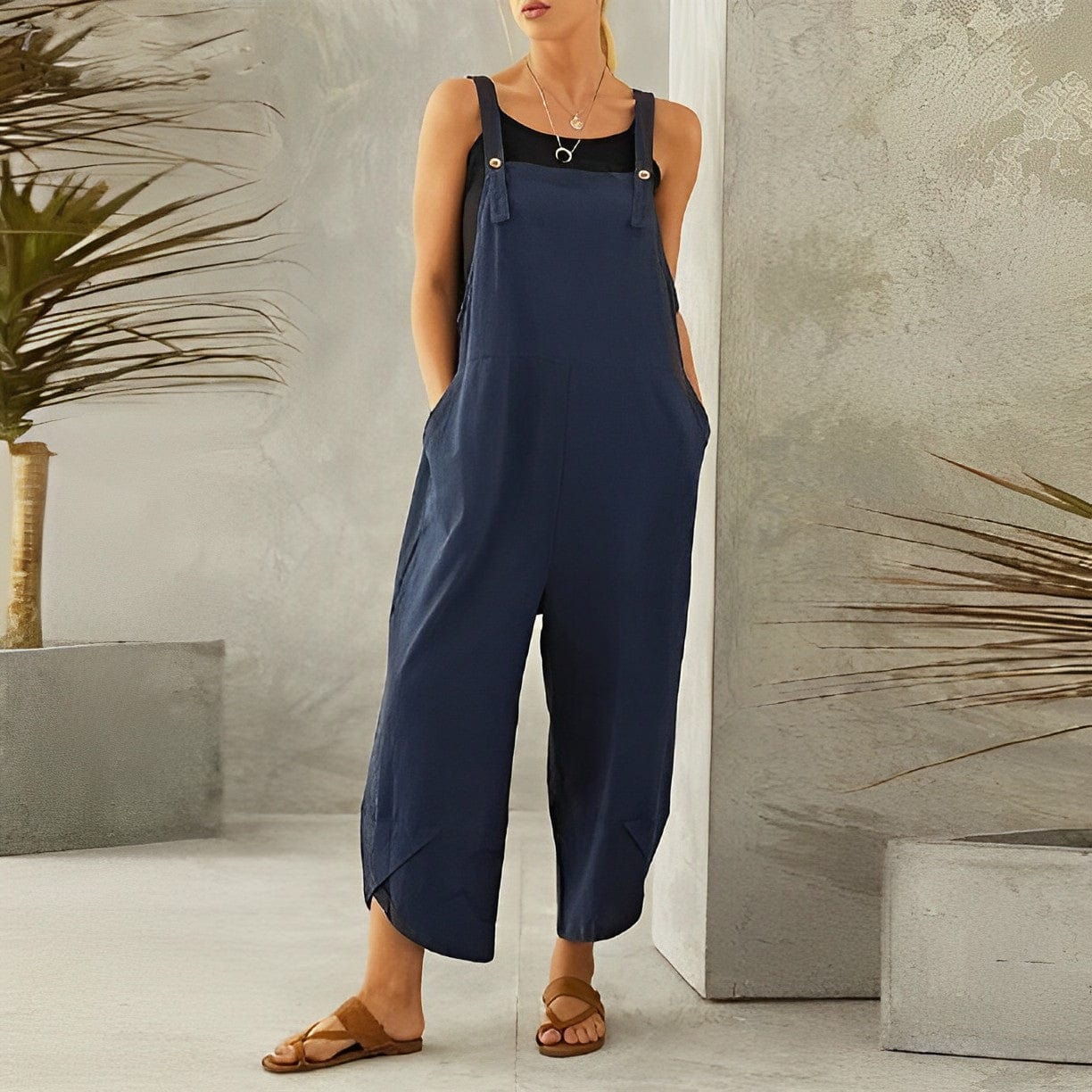Dames relaxed linnen dungarees - stijlvolle zomer overalls voor warme dagen