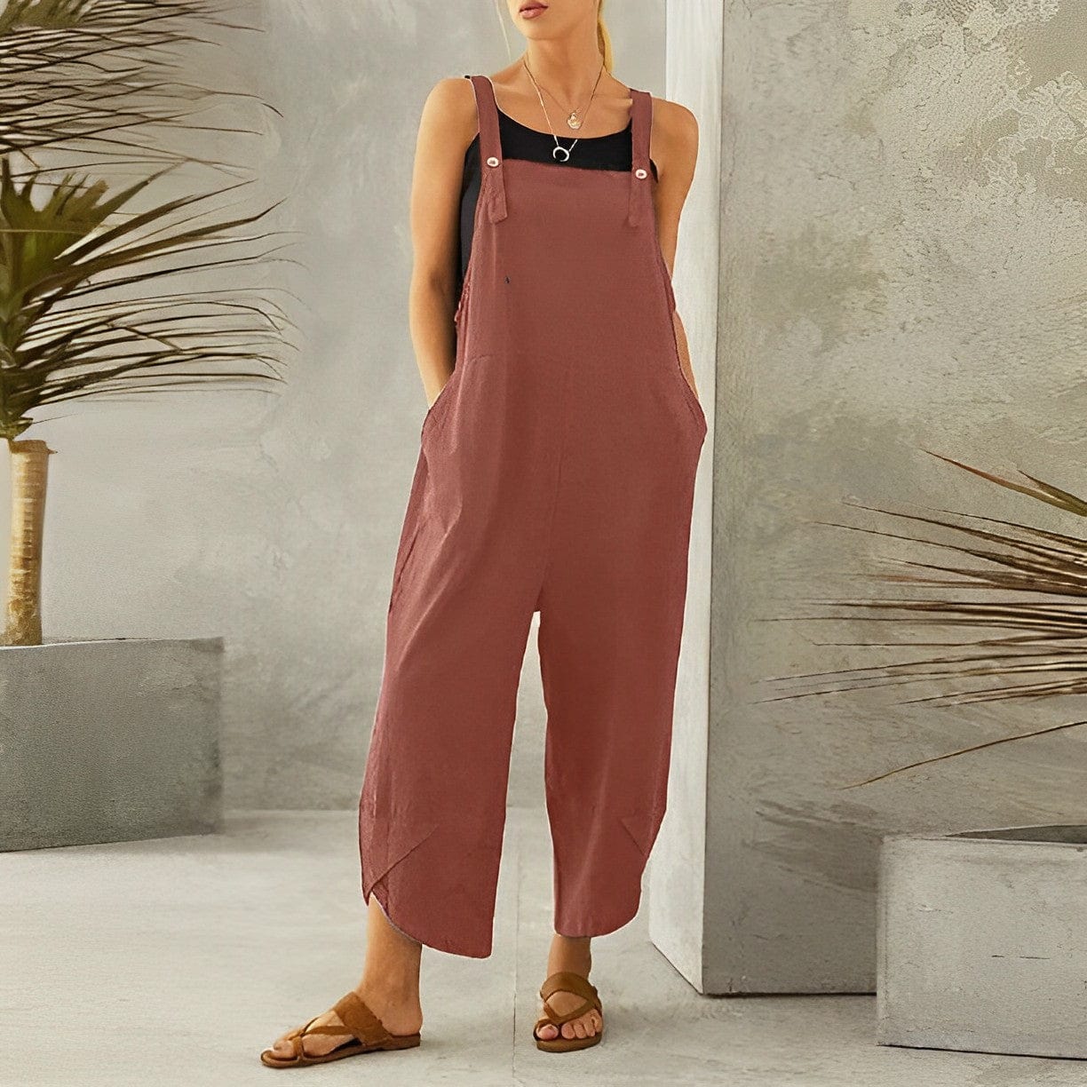 Dames relaxed linnen dungarees - stijlvolle zomer overalls voor warme dagen