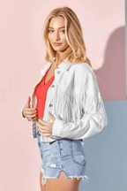 Dames denimjas met franjes - stijlvol casual zomerouterwear