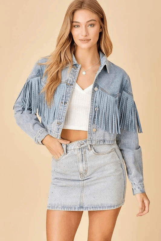 Dames denimjas met franjes - stijlvol casual zomerouterwear