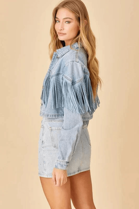Dames denimjas met franjes - stijlvol casual zomerouterwear