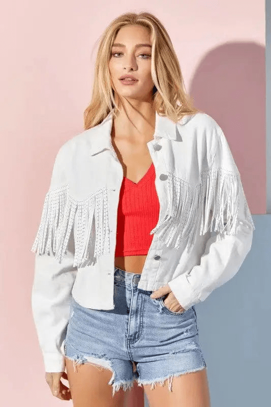 Dames denimjas met franjes - stijlvol casual zomerouterwear