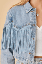 Dames denimjas met franjes - stijlvol casual zomerouterwear