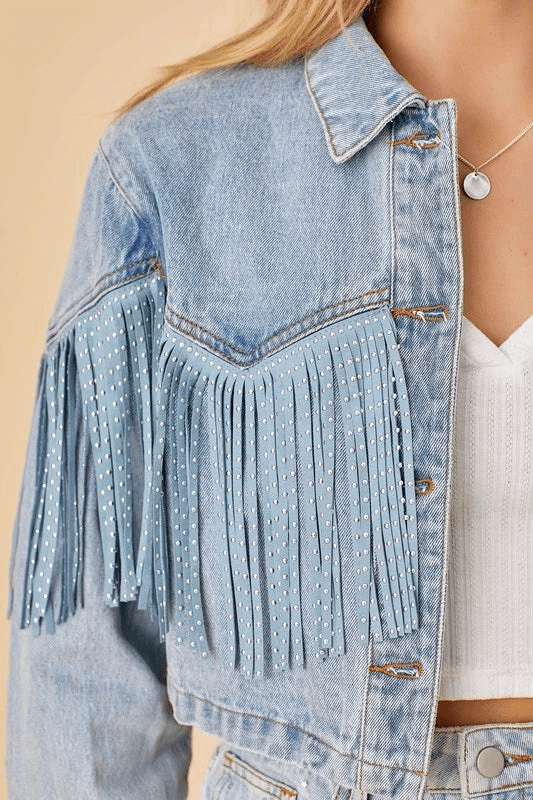 Dames denimjas met franjes - stijlvol casual zomerouterwear
