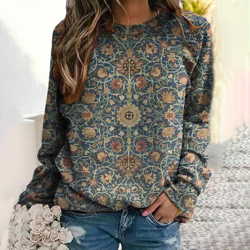 Bloemenprint sweatshirt - gezellige damespullover voor casual outfits