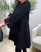 Dames casual jurk elegante lange mouwen shift jurk - zwarte relaxed fit voor dag- of avondkleding