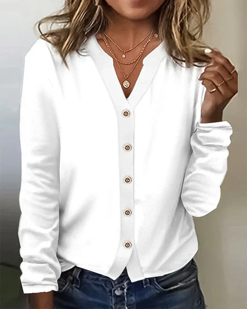 Dames casual button-up blouse van katoen - trendy look voor elke gelegenheid