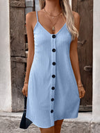 Mouwloze knoopjurk - chic dames mini jurk