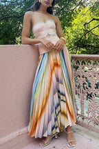 Veelkleurige geplooide rok met abstracte print - Bakkermode.nl