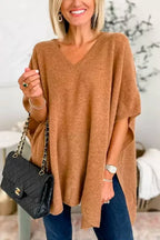 Poncho top - trendy losse v-hals trui voor dames