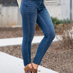 Blauwe skinny jeans - trendy high-waisted damesdenim