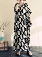 Maxi-jurk - moderne zwart-witte patroon jurk voor dames