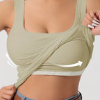 Ribbel tanktop met verwijderbare padding - dames essentiële mouwloze top