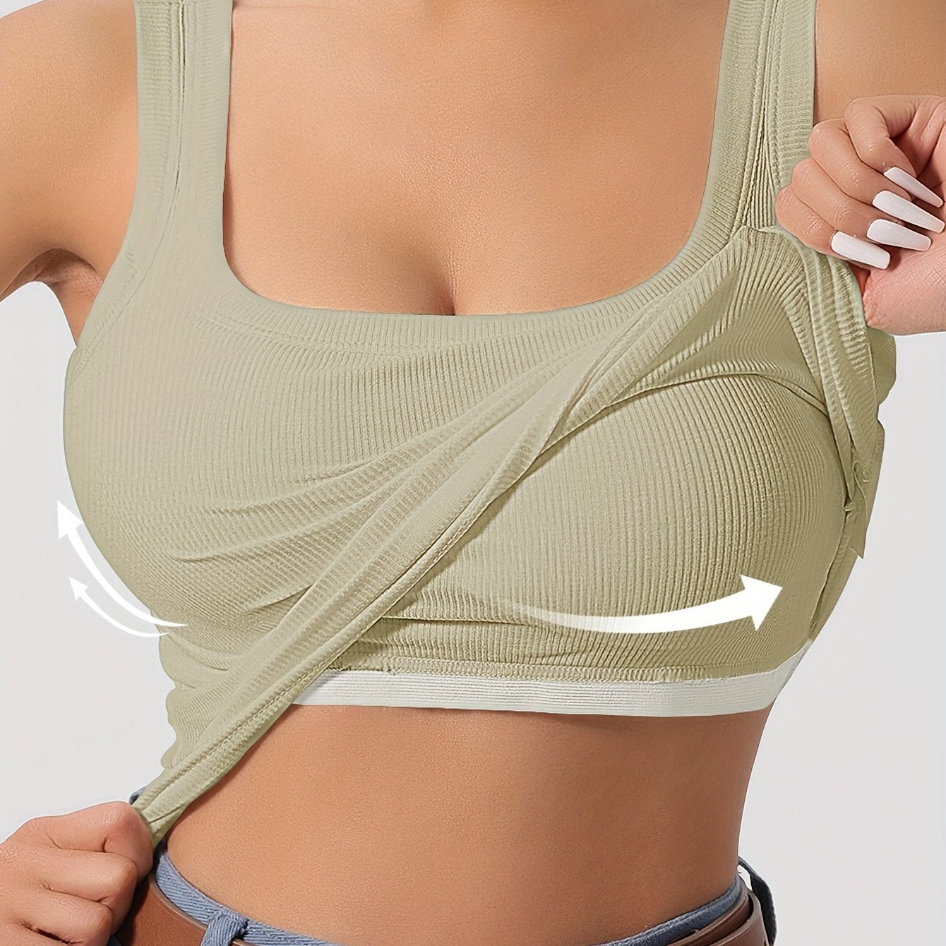Ribbel tanktop met verwijderbare padding - dames essentiële mouwloze top