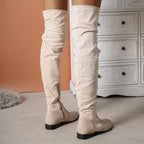 Boven-de-knie laarzen - trendy dames schoenen met suede effect