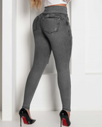 Rekbare high waist jeans - dames slim fit denimbroek