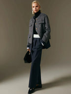 Dames grijze woljas - stijlvolle gebreide coat voor elke gelegenheid