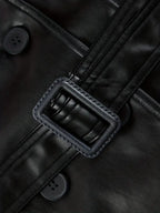 Leren trenchcoat - stijlvolle lange zwarte damesjas