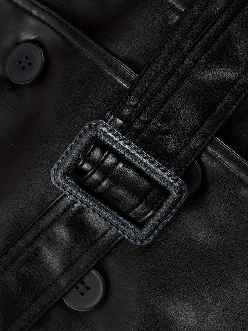 Leren trenchcoat - stijlvolle lange zwarte damesjas