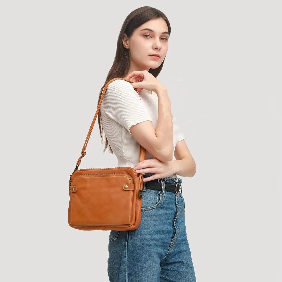 Leren schoudertas - stijlvolle messenger bag voor vrouwen