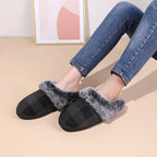 Winter Warm Plaid Plush Slippers Home Indoor Non-slip Bedroom Floor Soft Fuzzy Slipper For Couple Fashion Solid House Shoes - Bakkermode.nl