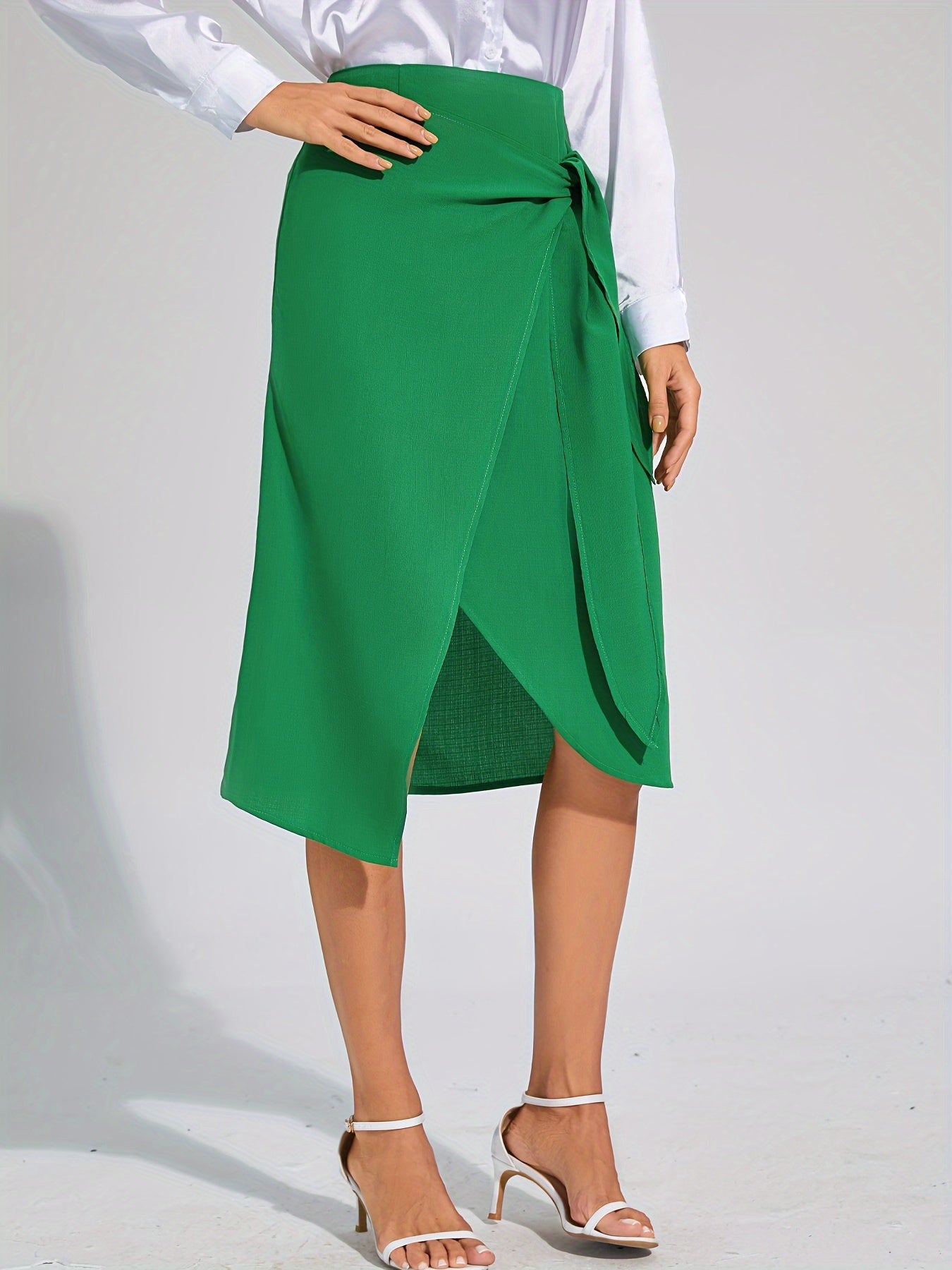 Emerald groene wikkelrok - stijlvol hoge taille damesrok