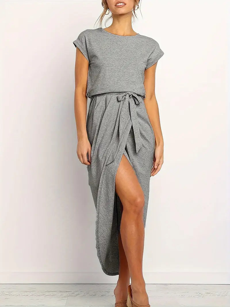 Maxi jurk met korte mouwen - elegante casual damesjurk