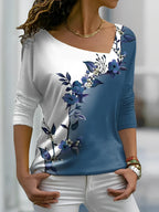 Dames bloemen t-shirt - elegante casual outfit met lange mouwen voor elke dag