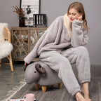 2-delige fleece loungewear set - gezellige dames pyjama set - Bakkermode.nl