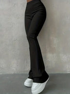 Hoge taille ribfluweel flare broeken - trendy dames dagelijks broek - Bakkermode.nl