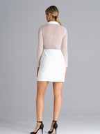 Korte jurk met mesh mouwen - Bakkermode.nl