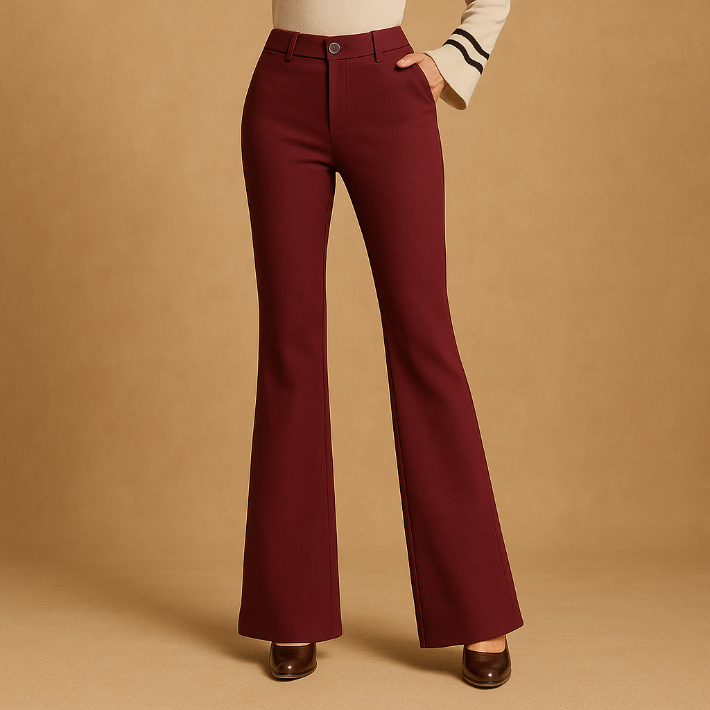 Dames flared trousers - hoge taille geklede kantooroutfit voor chique avondlooks