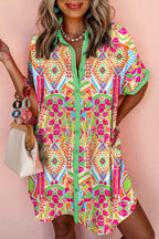 Vibrant geometrisch print oversized shirtjurk - stijlvol zomeroutfit