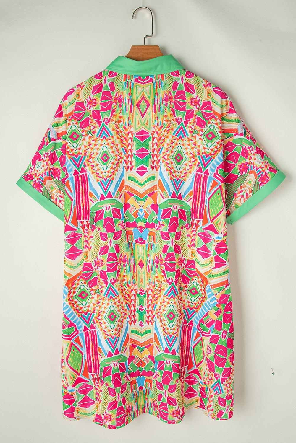 Vibrant geometrisch print oversized shirtjurk - stijlvol zomeroutfit
