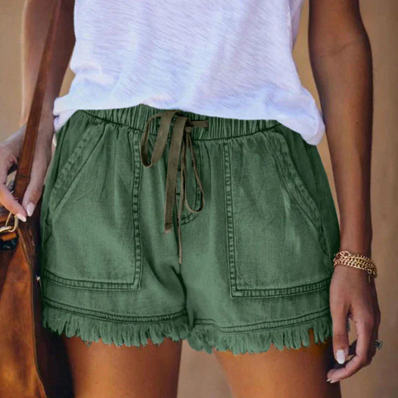 Dames casual denim shorts met elastische tailleband - een ontspannen zomerstijl voor vrouwen