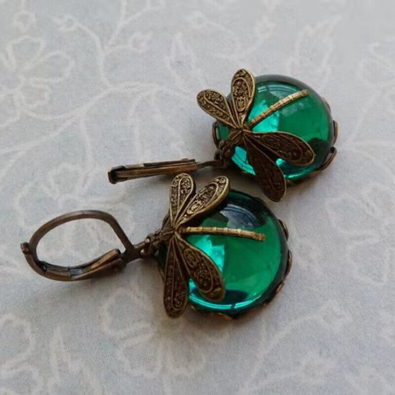 libelle druppel oorbellen - vintage bronzen dames oorbellen - Bakkermode.nl