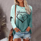 Langsleeve sweatshirt - trendy dames top met hart en kruis ontwerp