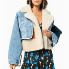 Dames denimjas met faux bontvoering lichtblauw - stijlvolle laagjes voor dagelijks gebruik