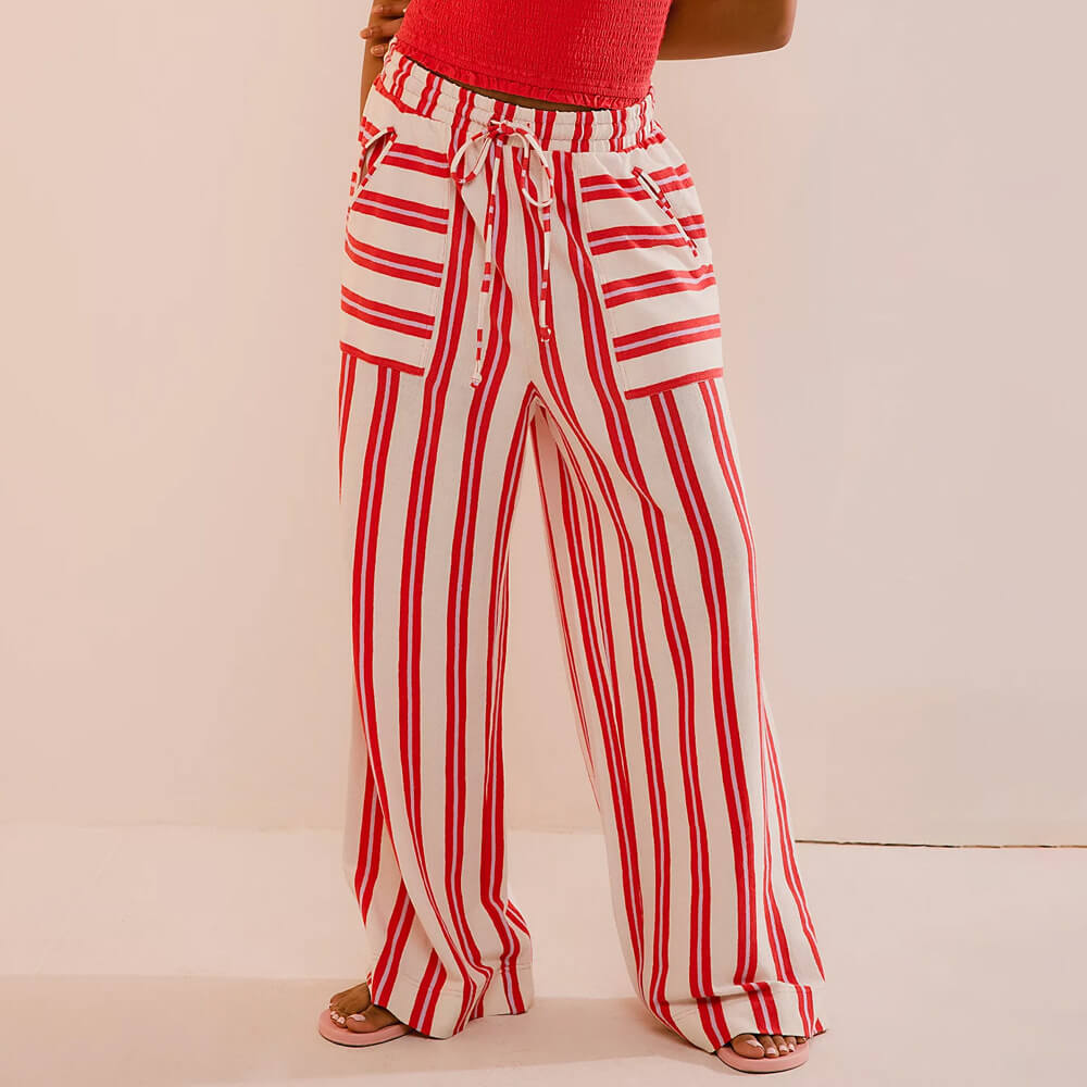 Dames gestreepte broeken - luchtige strandoutfits voor zomerse dagen